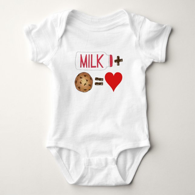Body Para Bebê Leite de Comida Clássico + Cookies = Coração de Am (Frente)