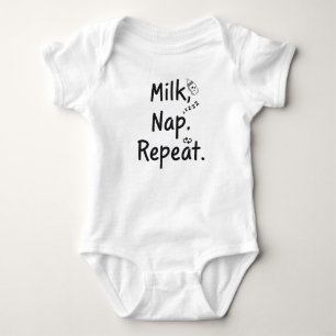 Body Para Bebê Leite. Dormir. Repita. - Fato De Bebê Engraçado