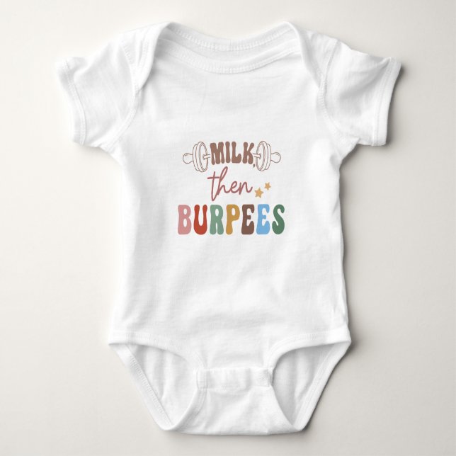 Body Para Bebê Leite e depois Burpees (Frente)