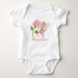 Body Para Bebê Leite e Rosa de aquarela cor-de-rosa