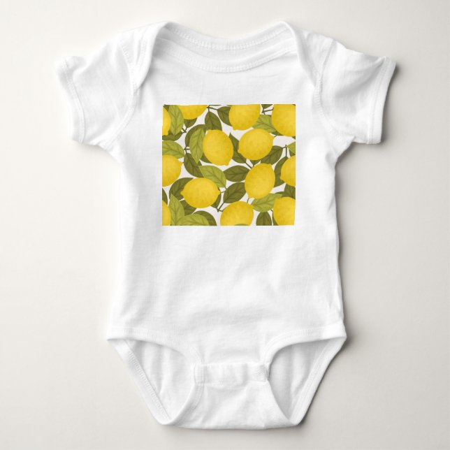 Body Para Bebê Lemon Garden: Papel de parede sem fim com vinheta (Frente)