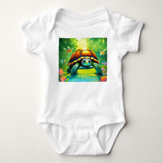 Body Para Bebê Lenta mas estável "Turtle Power" "Shell de Força (Frente)