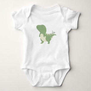 Body Para Bebê Leo Nome Reveal Bonito Dinossauro Bonito Verde