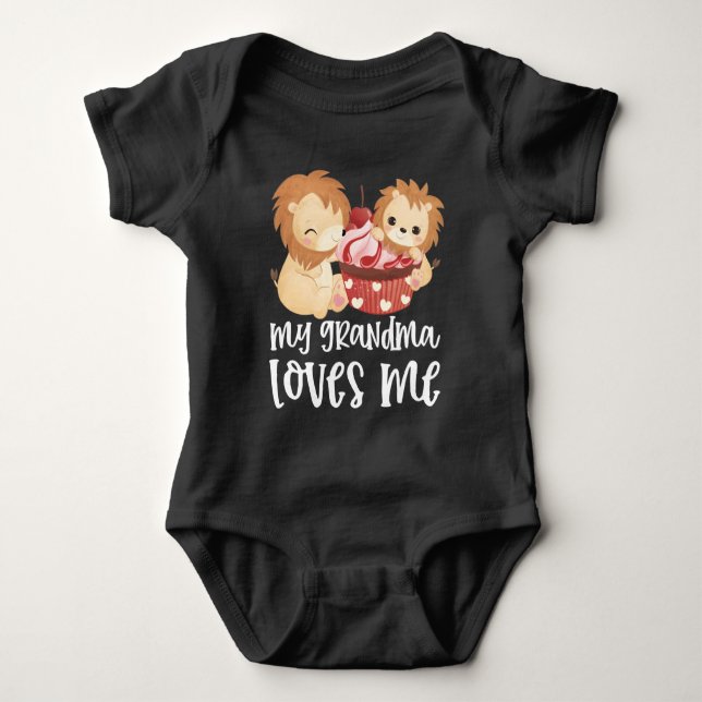 Body Para Bebê Leões 🦁 Presente para Neto - Minha Avó Me Ama (Frente)