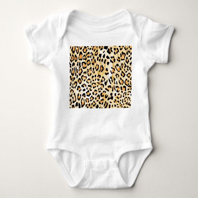 Body Para Bebê Leopardo amarelo, desenhado à mão. (Frente)