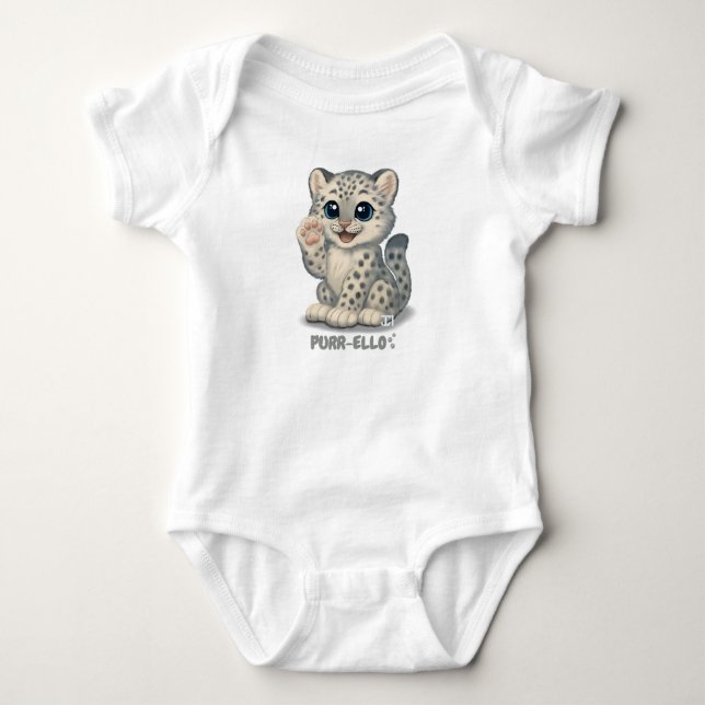 Body Para Bebê Leopardo-da-neve - Ron-ronel (Frente)