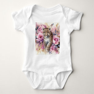 Body Para Bebê Leopardo e Rosas Bebê-macarrão