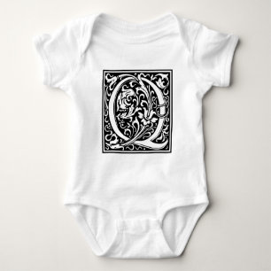 Body Para Bebê Letra Q Monograma Medieval Art Nouveau