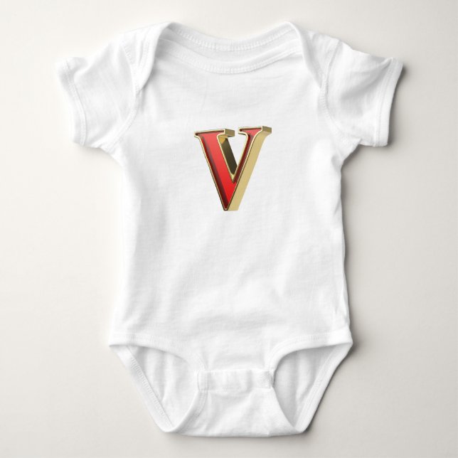 Body Para Bebê Letra V de vidro vermelho (Frente)