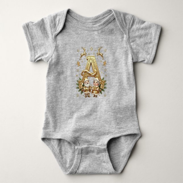 Body Para Bebê Letter A: Royal Gold Luxury Christmas (Frente)