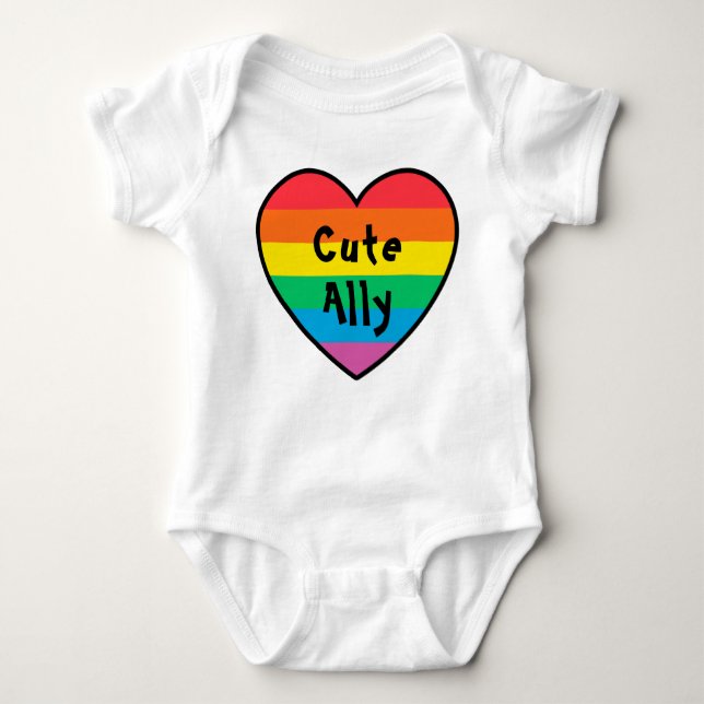 Body Para Bebê LGBT - Ally | Rainbow Pride Heart Pride Baby | (Frente)