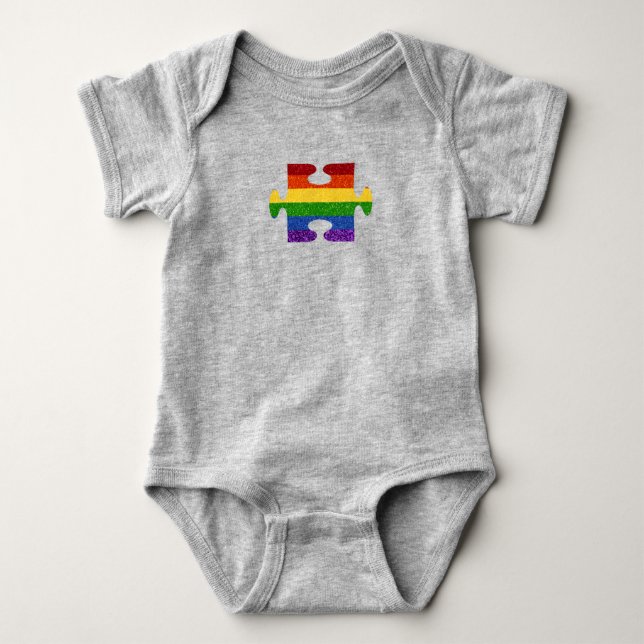 Body Para Bebê LGBT Quebra-cabeça Priter Glitter (Frente)