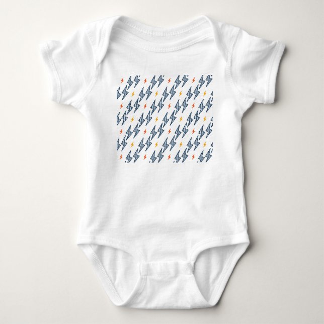 Body Para Bebê Lightning Bolts Doodle Seamless Flash (Frente)
