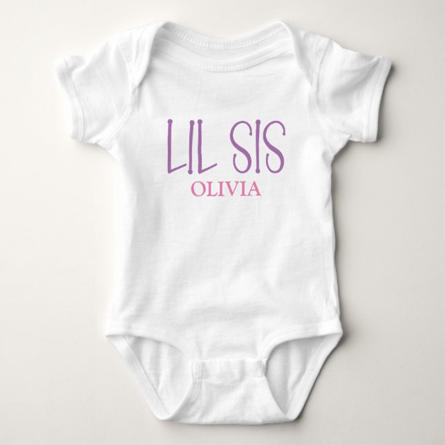 Body Para Bebê Lil Sister Sis Sibling Name (Frente)
