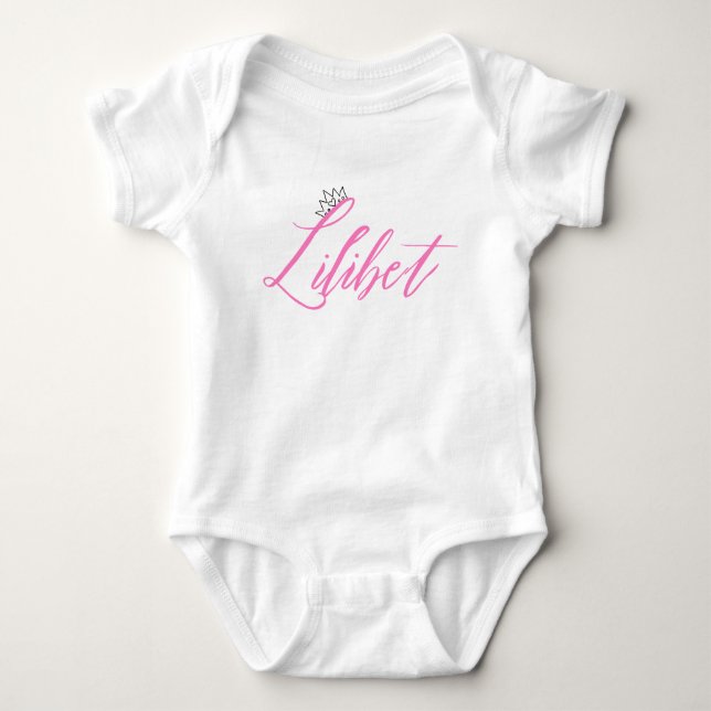 Body Para Bebê Lilibet Nomeado Moda Adequada Para Uma Princesa (Frente)