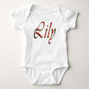 Body Para Bebê "Lily" Nome Lírio Floral Vermelho,