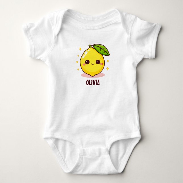 Body Para Bebê Limão Amarelo-Gelado Adorável Personalizado (Frente)
