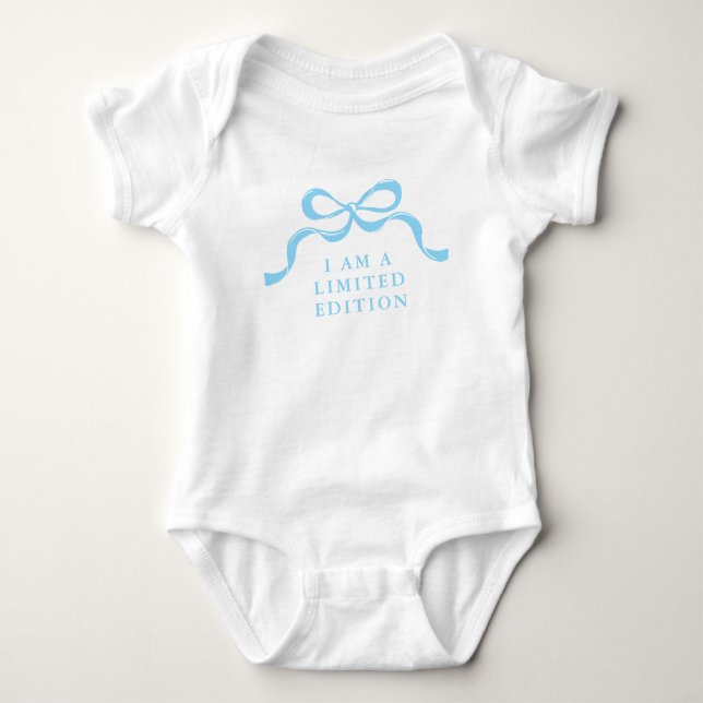 Body Para Bebê Limited Edition Blue Retro Modern Boy Bows  (Frente)