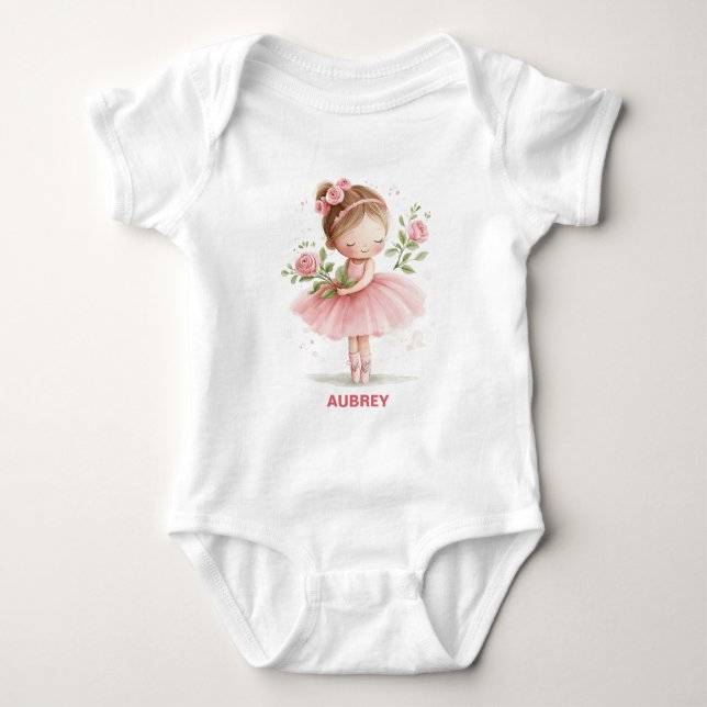 Body Para Bebê Linda Bailarina Rosa Pastel (Frente)