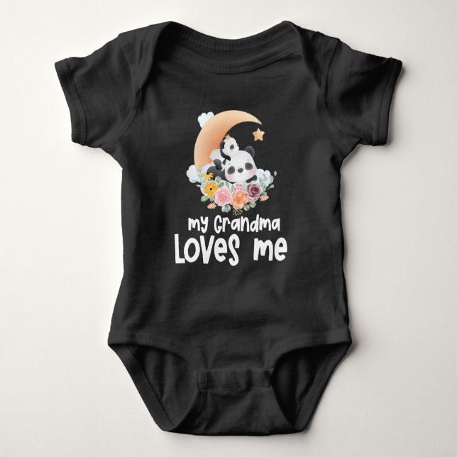 Body Para Bebê Linda Flor Lua + Presente Panda para Neto (Frente)