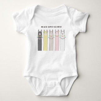 Body Para Bebê Linda Ilustração de Llama Colorida Animal Menina