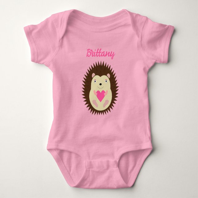 Body Para Bebê Linda Menina Bebêouriço-Cacheiro Rosa Personalizad (Frente)