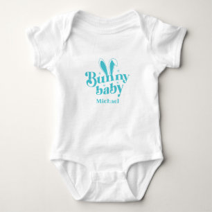 Body Para Bebê Lindo Bebê Menino Coelho Azul " Páscoa Personaliza
