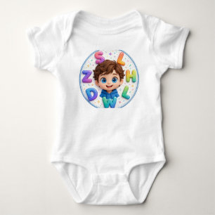 Body Para Bebê Lindo Bodysuit de Letras do Alfabeto Colorido 3D p