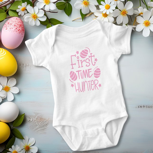 Body Para Bebê Lindo Caçador de Ovos de Páscoa pela Primeira Vez (Cute Easter First Time Egg Hunter Baby Bodysuit)