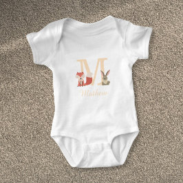 Body Para Bebê Lindo Coelhinho Florestal Monograma Bebê