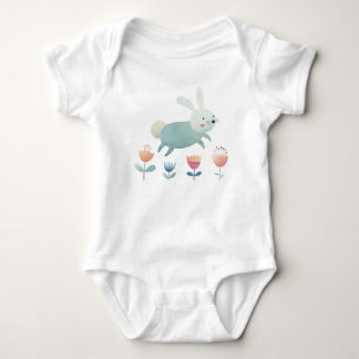Body Para Bebê Lindo coelho e flores em aquarela