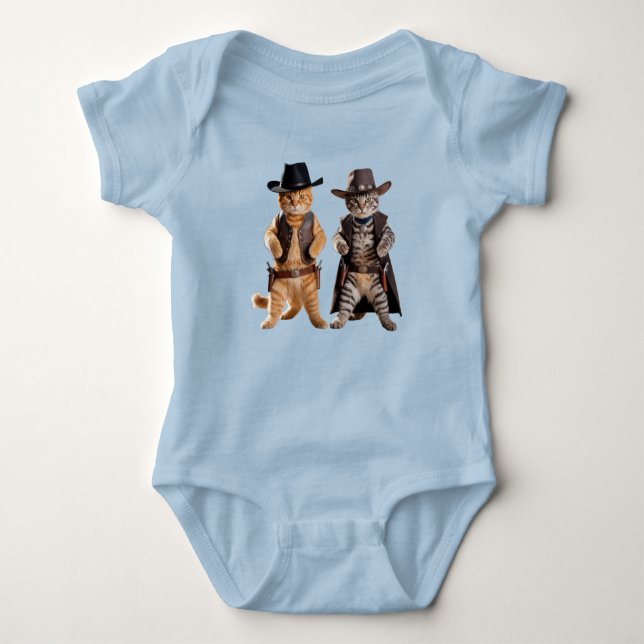 Body Para Bebê Lindo Gatinho Tabby Cowboy  (Frente)