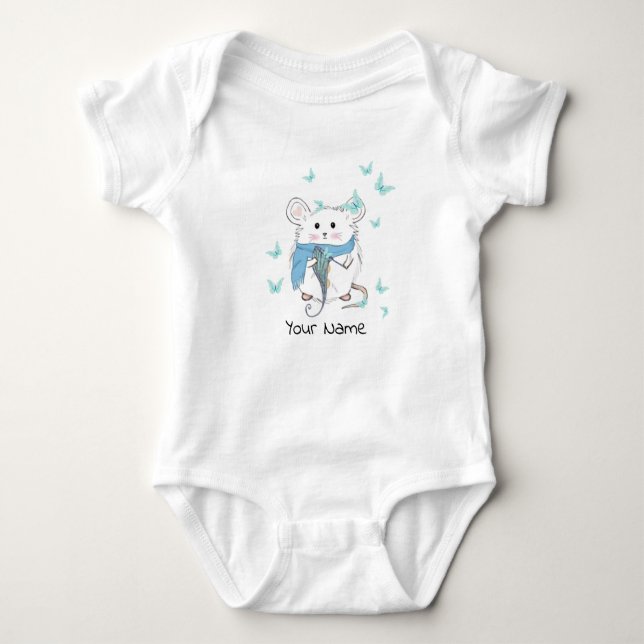 Body Para Bebê Lindo hamsterzinho e borboletas personalizado (Frente)