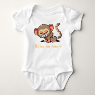 Body Para Bebê Lindo Macaco Adormecido de Desenho Animado Bebê