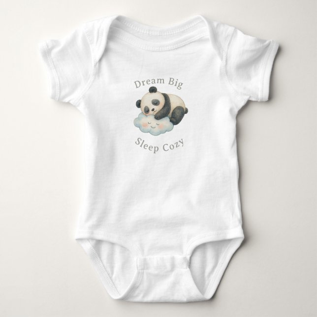 Body Para Bebê Lindo Panda Sonolento na Nuvem Aquarela (Frente)