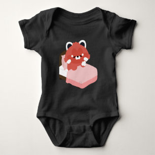 Body Para Bebê Lindo Panda Vermelho Cansado