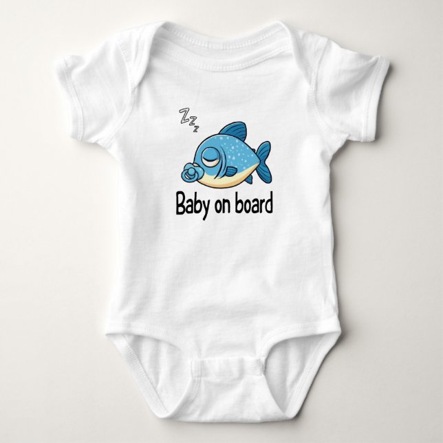 Body Para Bebê Lindo Peixe Adormecido com Chupeta | Bebê a Bordo (Frente)