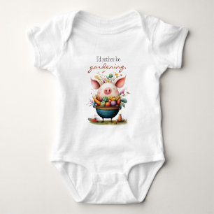 Body Para Bebê Lindo Porco Caprichoso "Eu Preferiria Estar Jardin