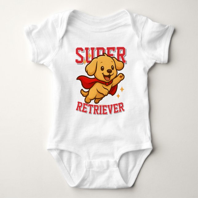 Body Para Bebê Lindo Super-Herói Retriever Dourado Unisex Homem M (Frente)