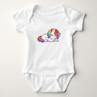 Body Para Bebê Lindo Unicórnio Arco-Íris Dormindo Mentindo Kawaii