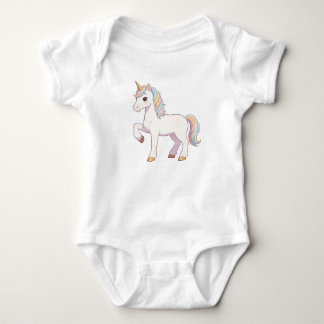 Body Para Bebê Lindo Unicórnio Arco-Íris Pastel Levantando Casco 