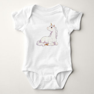 Body Para Bebê Lindo Unicórnio Branco Puro Mentindo Olhando para 