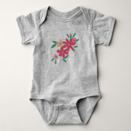 Body Para Bebê Lindos Flores Cor-de-Rosa Verde Delicadas