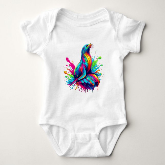 Body Para Bebê Lion do Mar Colorido - (Frente)
