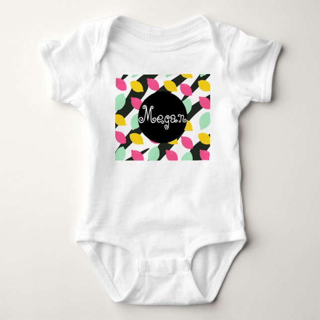 Body Para Bebê Listras de Mistura de Limão Bebê Verão (Frente)