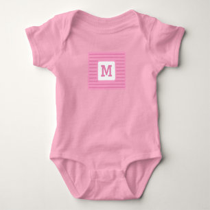 Body Para Bebê Listras Rosa Fofo Personalizado Inicial Única Bran