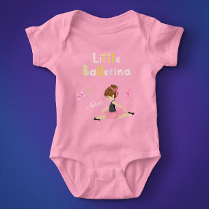 Body Para Bebê Little Ballerina Pink Balé Girls Name