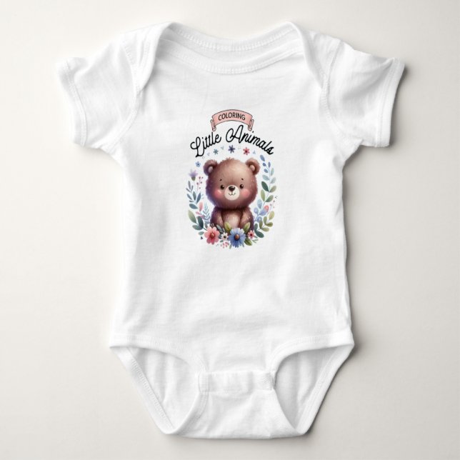 Body Para Bebê little bear print animals (Frente)