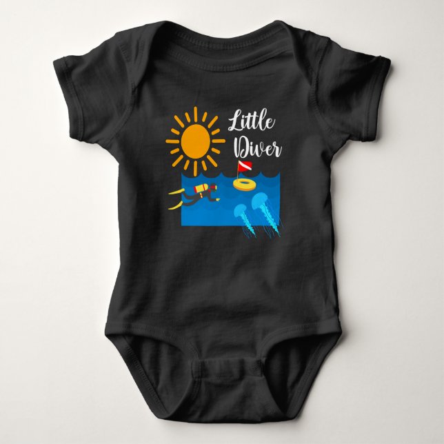 Body Para Bebê Little Diver with Jelly Fish - Baby Jersey Bodysui (Frente)