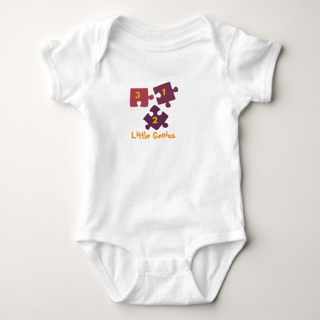Body Para Bebê Little Genius Puzzle Baby Bodysuit . (Frente)